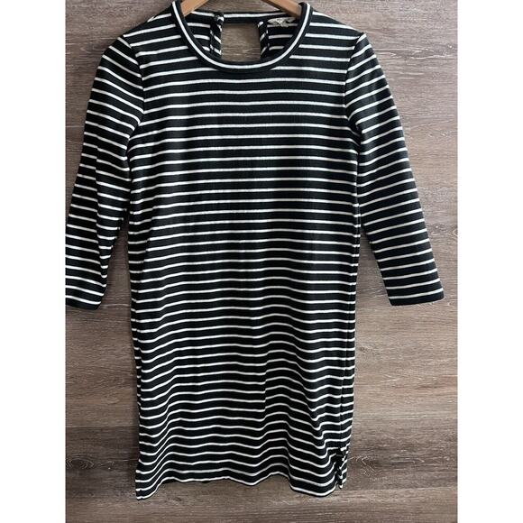 Madewell Preppy Cotton Striped Mini Shift Dress Black White Medium Normcore - Picture 1 of 6